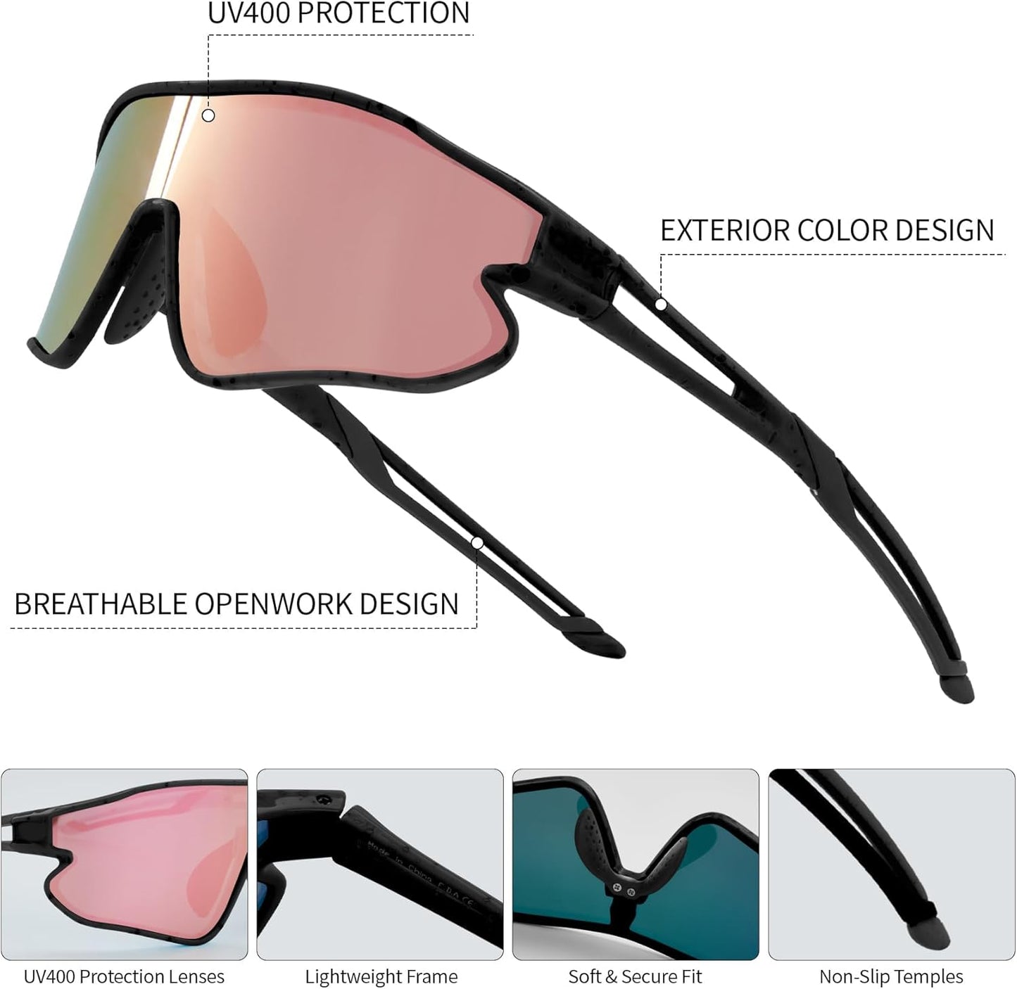 Skiennix Toddler Baseball Sunglasses - Lightweight UV400 Protection for Ages 2-4 | Stylish Cycling Shades