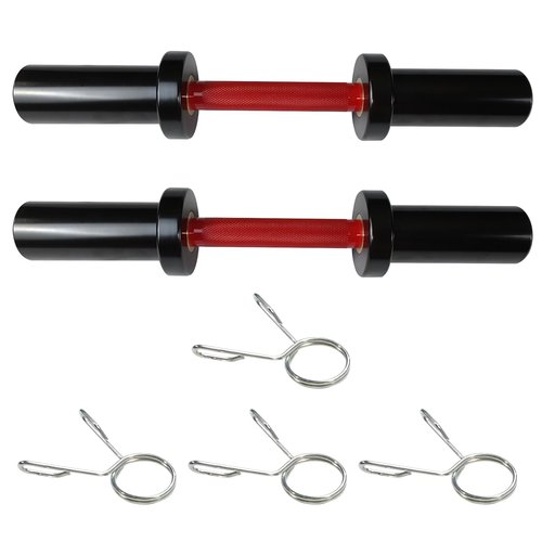 16" Olympi-c Dumbbell Bars With Spring Collars - Heavy Duty Loadable Handles For 2" Plates, Home Gym Weightlifting Equipment