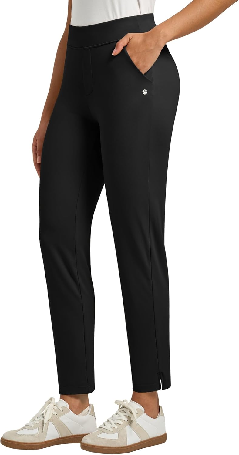 Willit Women's Golf Pants - Ankle Length Stretch Pants for Casual & Work | 2 Pockets, Petite Size