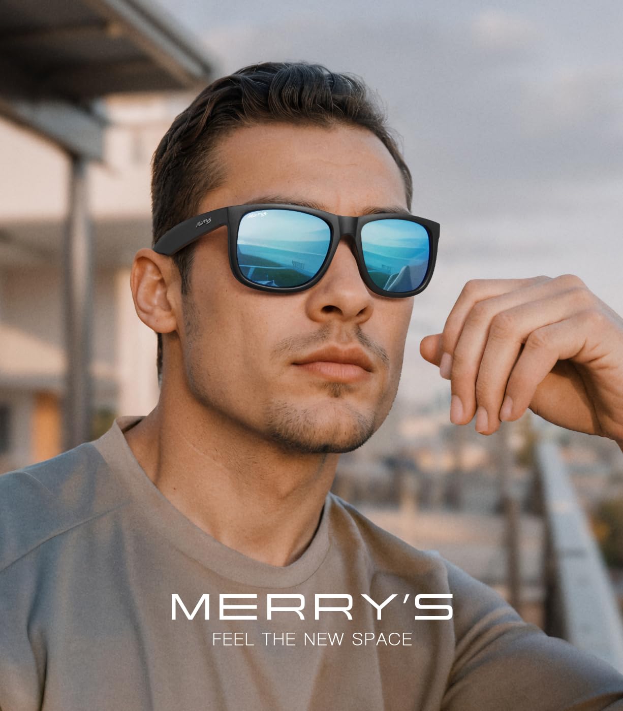 MERRY'S Men's Rectangular Polarized Sunglasses UV400 Protection for Driving Fishing Hiking Golf Outdoor Sport Glasses S8165