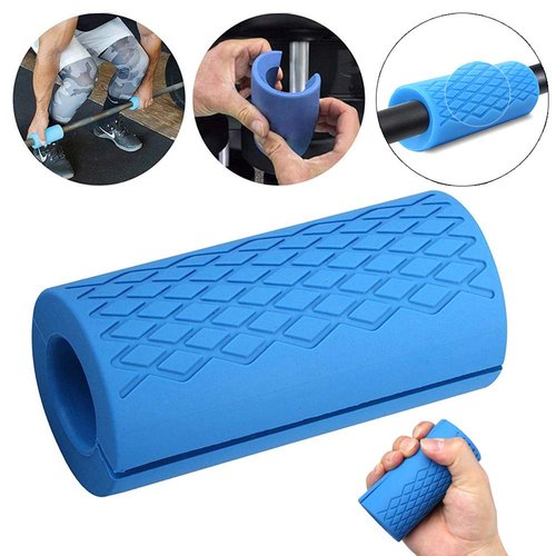 Grip Fat Bar,Dumbbell Fat Barbell Grips, Thick Bar Grips for Weightlifting Fitness Bar Handle Silicone Non-Slip Protective Pad,1 Pair of Blue