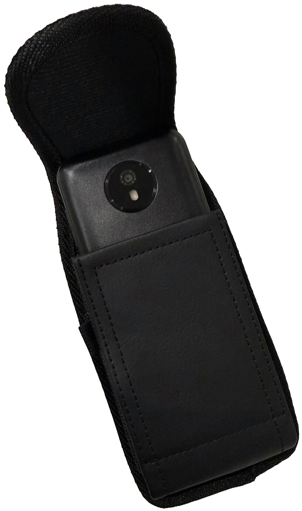 Case for Omnipod 5 Receiver/Controller, Vegan Leather Vertical Holster Holder with Metal Clip and Secure Belt Thread Harness - Black
