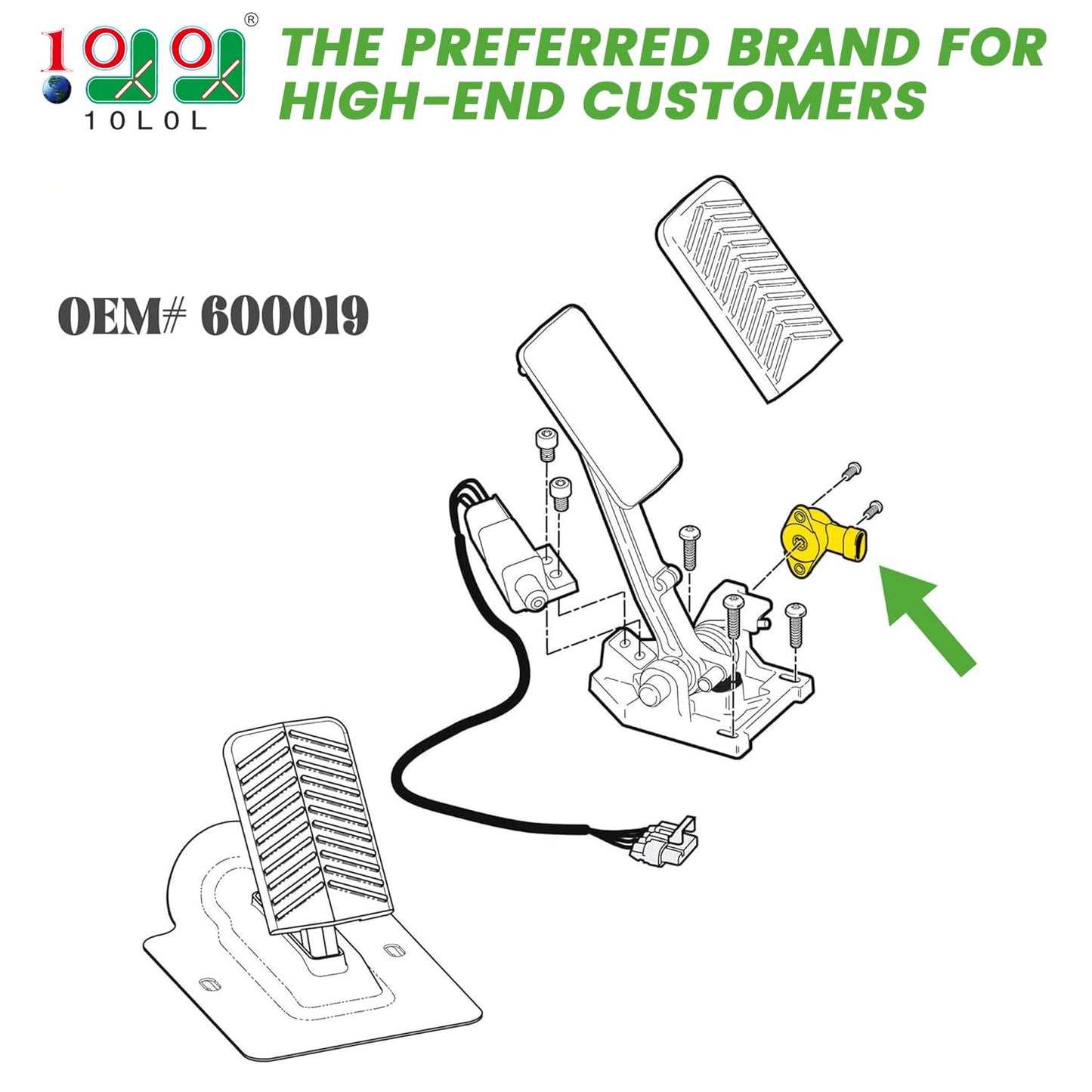 10L0L Golf Cart Accelerator and Brake Pedal Rotary Position Sensor Compatible with EZGO RXV 2008-Up Electric Golf Cart Models, OEM# 600019