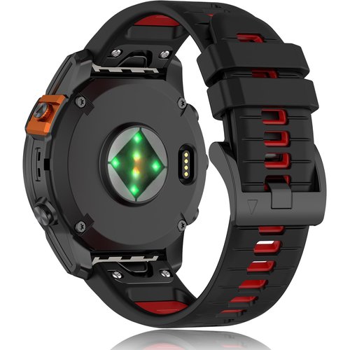 VINIUSIKI 22mm Fenix 7 Pro Straps,Easy Fit Silicone Wristband Replacement for Garmin Fenix 6 Pro Descent G1 Tactix Bravo Approach S62 Fenix 5 Plus Forerunner 965 955 Watch Bands,Black Red