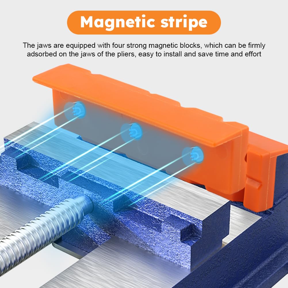 2 Pairs Vise Grip, Magnetic Reversible Pads, Vice Jaw Pads Universal Jaw Covers with Multi Grooves and Standard Waffle Surface, Vice Soft Jaws for Clamping, Woodworking, Plumbing