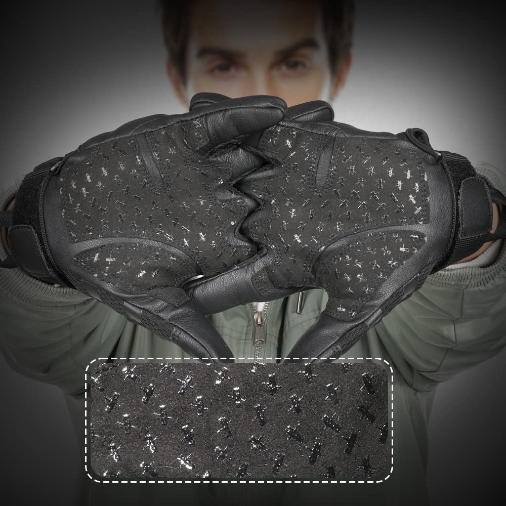 WTACTFUL Touch Screen Motorcycle Tactical Gloves for Men Airsoft Paintball Gear MTB Bike Cycling Cross-Country Motorbike ATV Hunting Hiking Riding Driving Work Outdoor Full Finger Gloves L Black