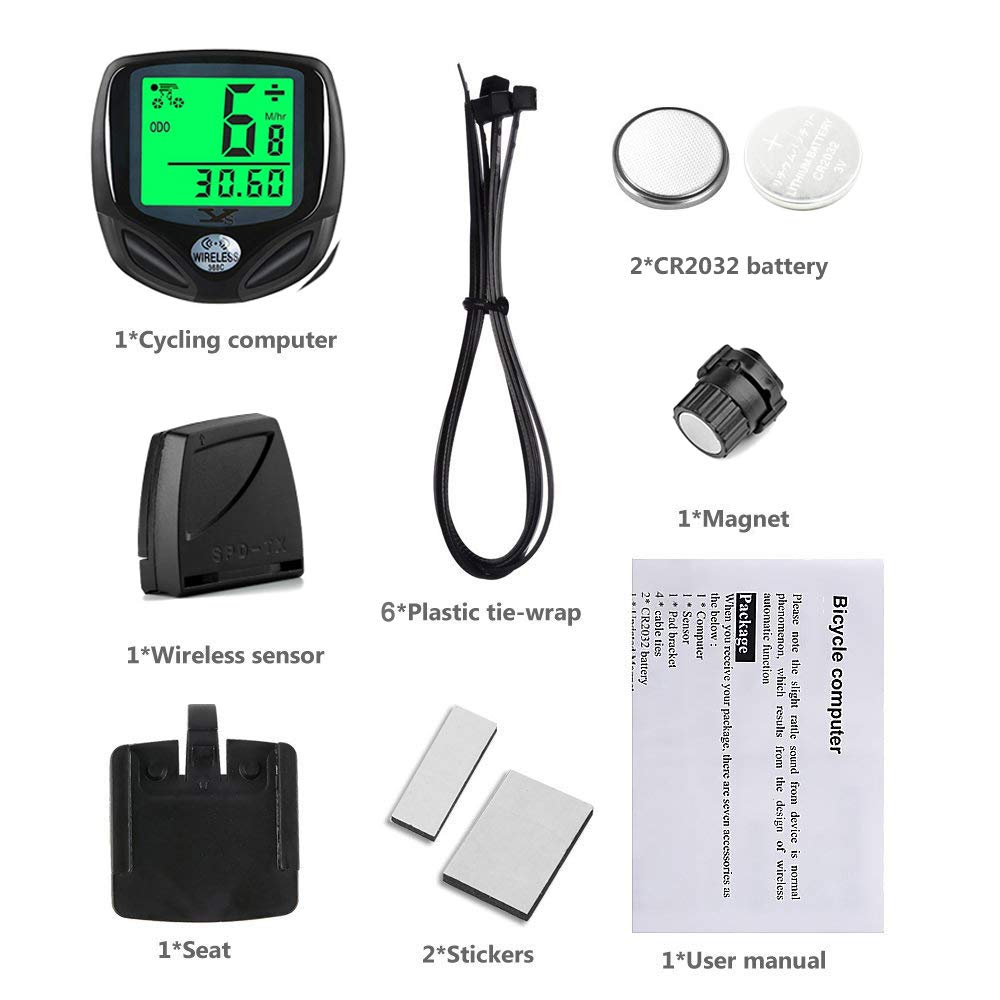 SY Bicycle Speedometer and Odometer Wireless Waterproof Cycle Bike Computer with LCD Display & Multi-Functions by YS