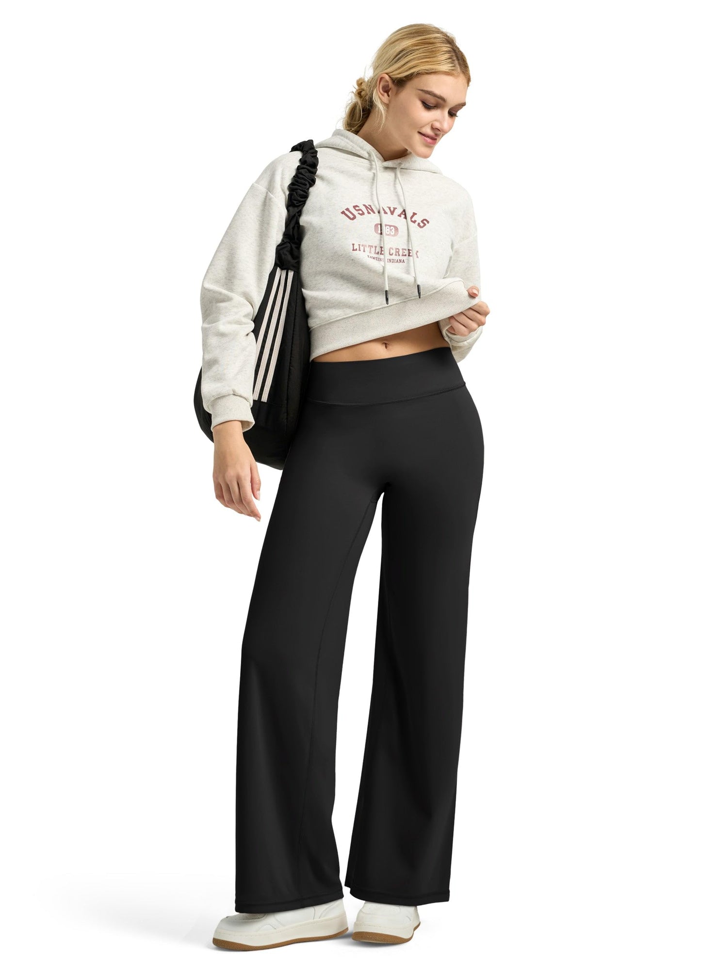 Willit Workout Gym Leggings for Women Straight Leg Bottoms Wide Leg Yoga Pants for Women High Waist Buttery Soft 29" Black M