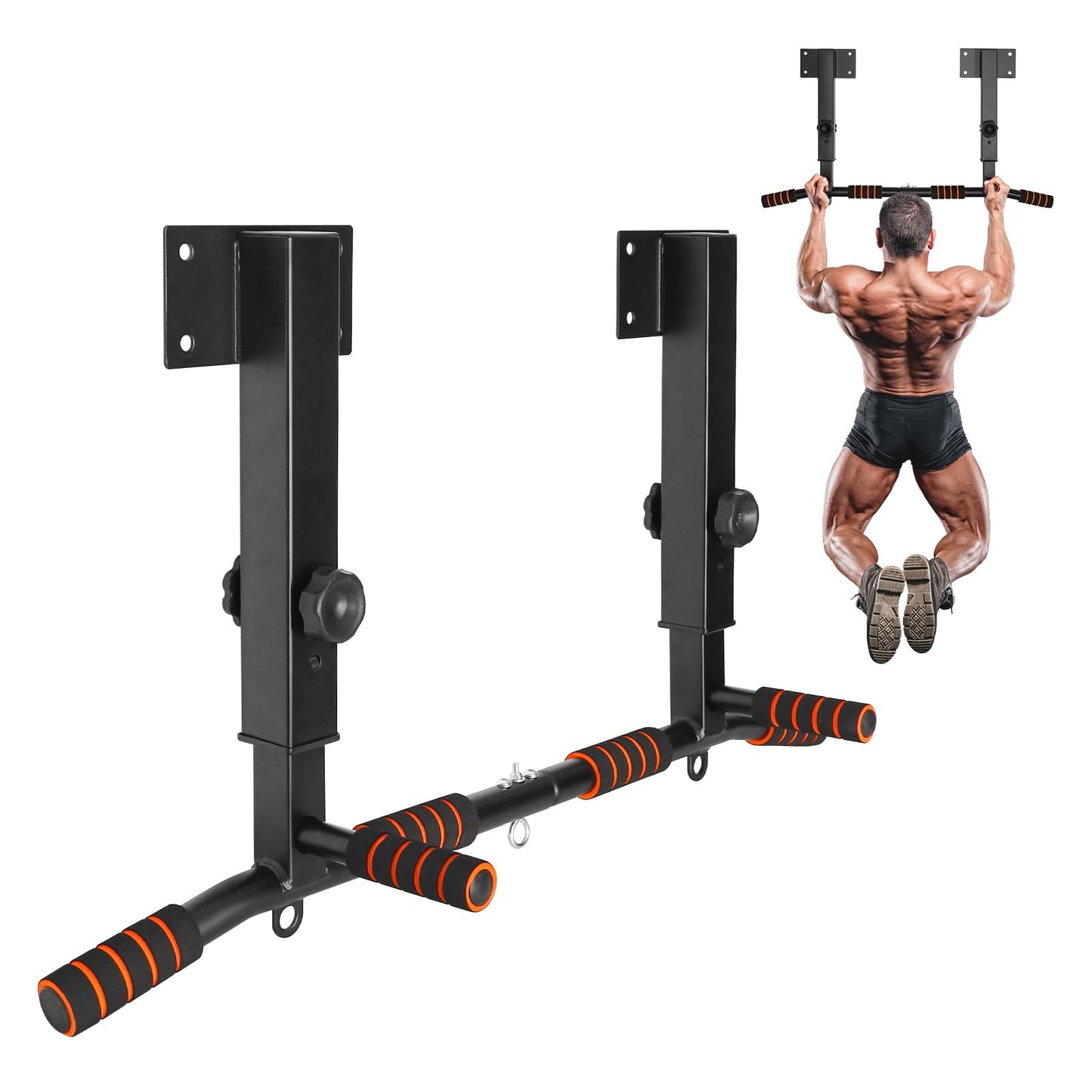 Pull Up Bar Wall Mounted: Wall Adjustable Joist Mount Pull Up Bar & Chin Up Bar for Home Gym Workout Strength Training Equipment