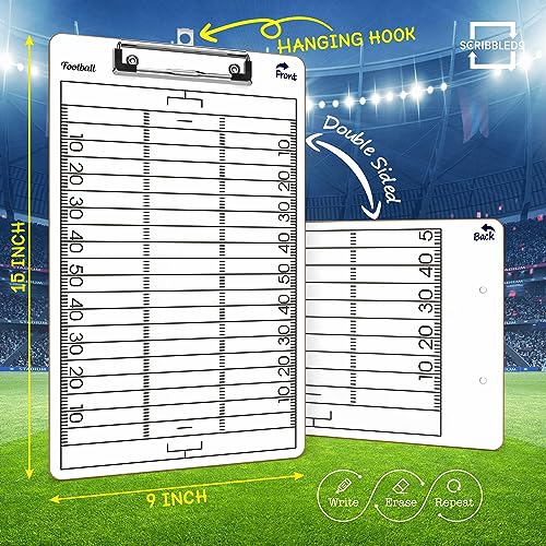 Football Dry Erase Clipboard - 15x9 Double-Sided Coaching Board