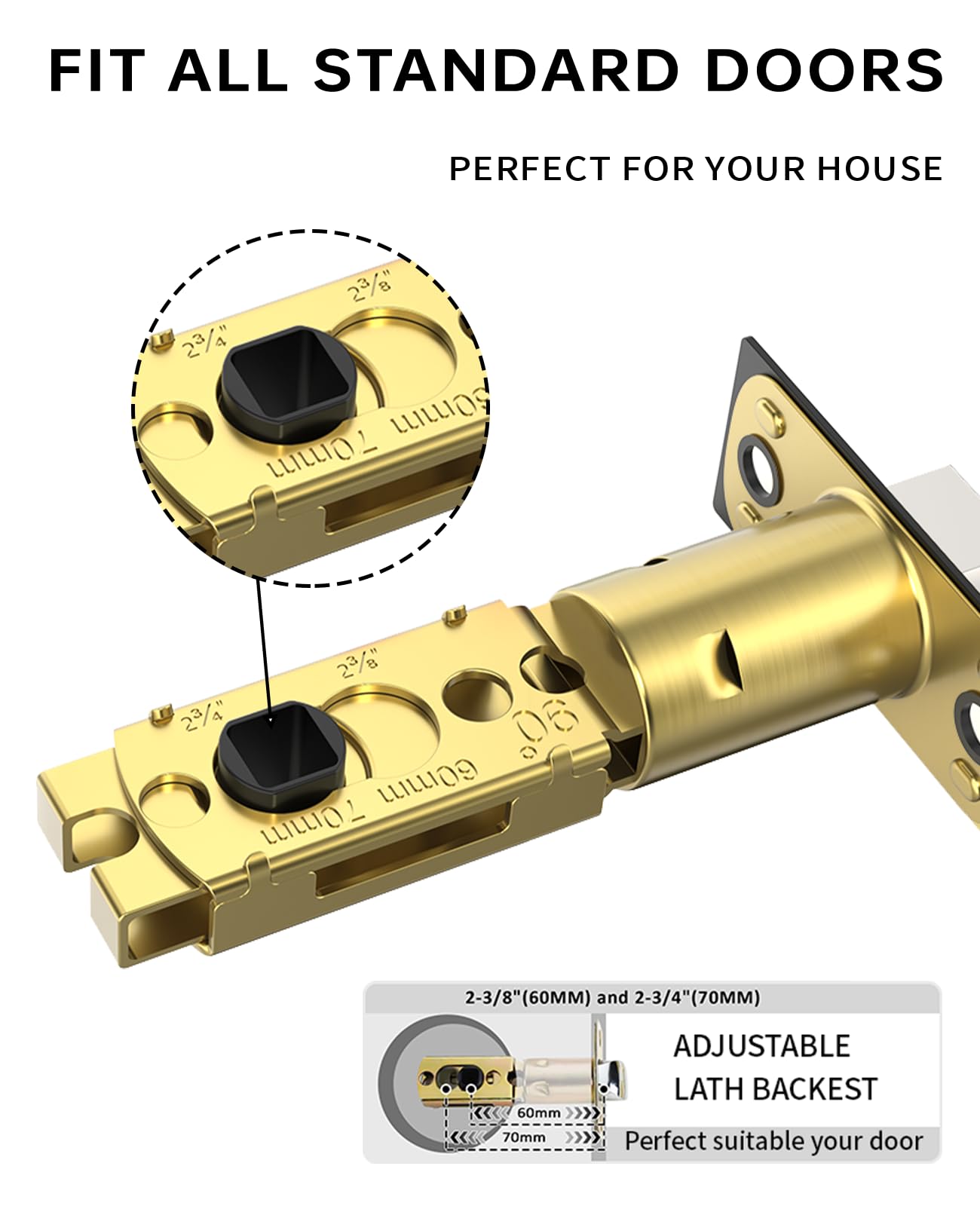 Asidrama 4 Pack Black Privacy Door Knob or Lever with Lock, Heavy Duty Reversible Interior Door Handles for Bedroom Bathroom, Left Right Sided Doors