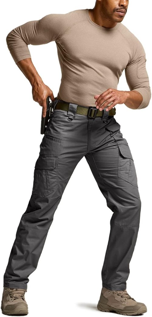 CQR Men's Tactical Pants - Lightweight Water-Resistant Ripstop Cargo for Hiking & Work
