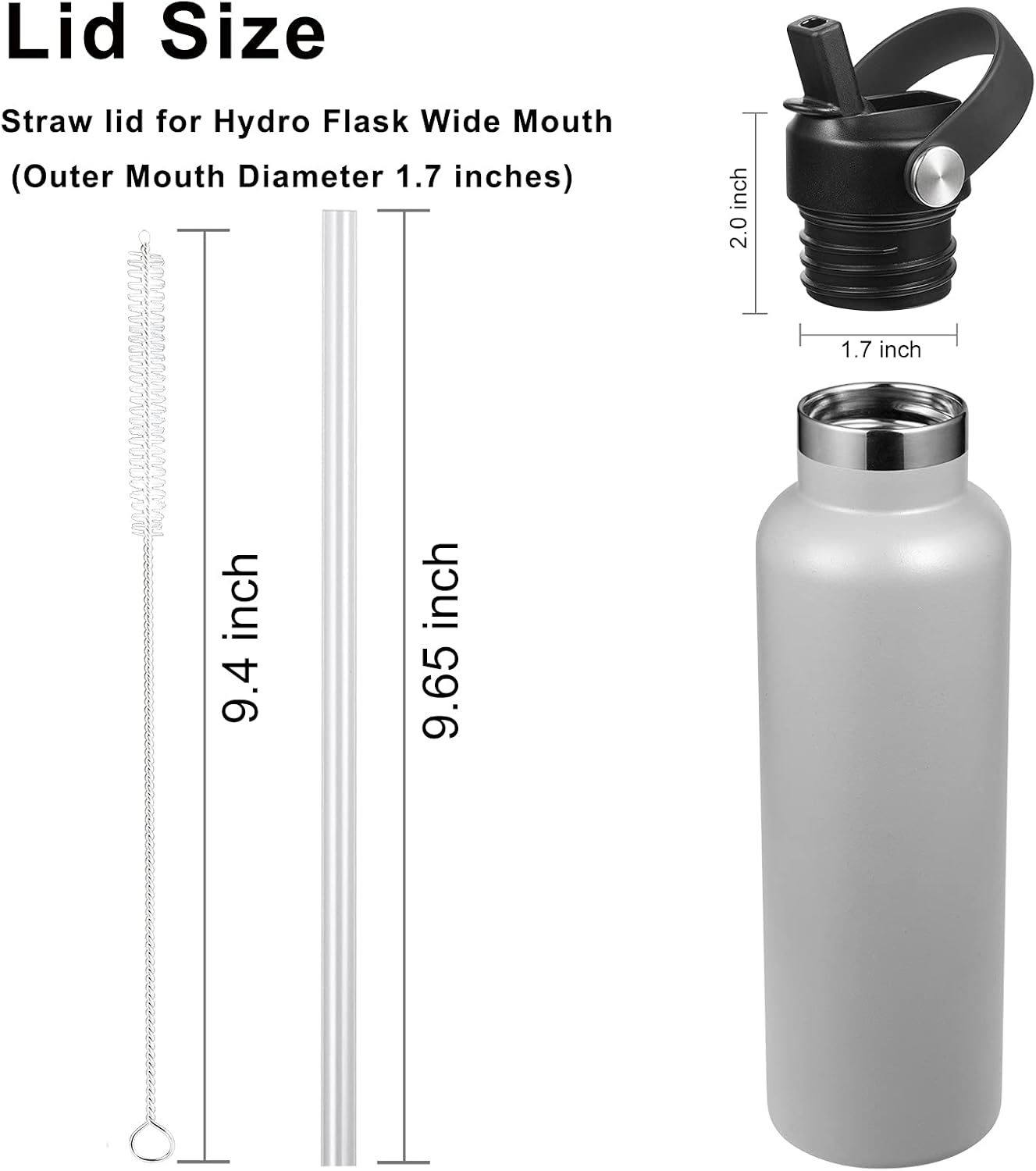 Regine Switzerland Straw Lid for Hydro Flask Standard Mouth | Fits 21 & 24 oz Water Bottles