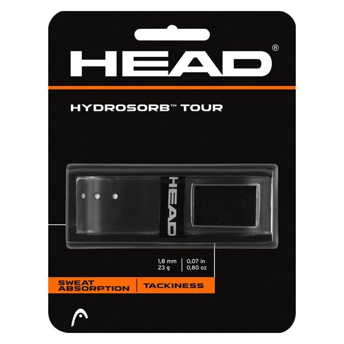 HEAD Hydrosorb Tour Tennis Replacement Grip - Tacky Racquet Handle Grip Tape - Black