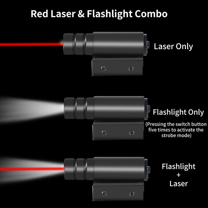 Beileshi Tactical Flashlight and Red Laser Sight Combo with Picatinny Rail Mount