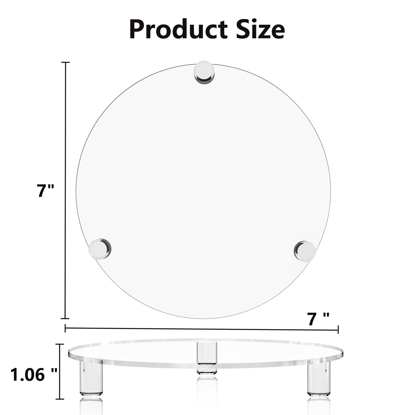 SVENJBB Clear Round Pedestal Riser Board 7 Inch 2-Pack, Decorative Acrylic Display Stand for Home and Kitchen Counter Décor, Waterproof Display Tray for Plants and Bathroom