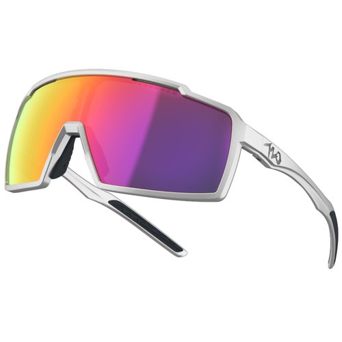 720armour A-Fei Sports Sunglasses, UV400 Protection, for Running, Cycling, Baseball (Matte Silver Frame With Red Lens)
