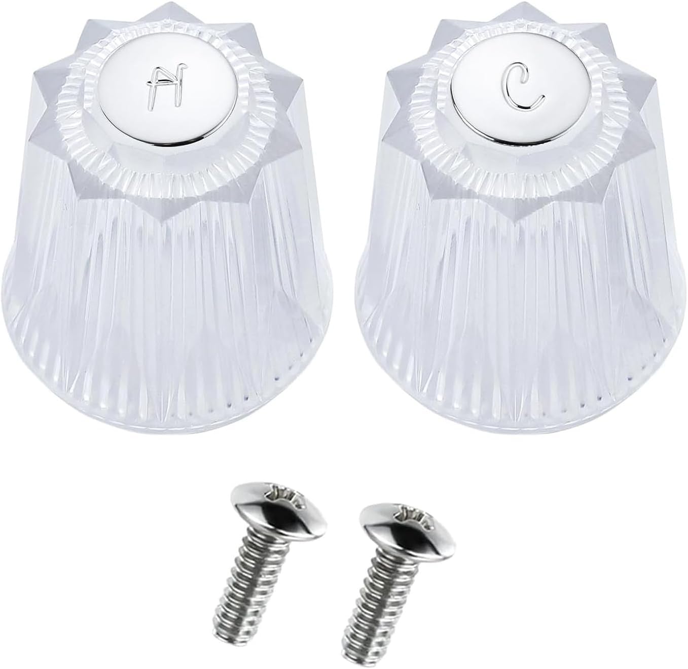 Shower Knob Replacement Compatible with Price Pfister Contessa & Windsor Tub and Shower Faucet Shower Knobs, Shower Knobs 2 Piece Replacement for Pfister Shower Handle Replacement (Clear Acrylic)