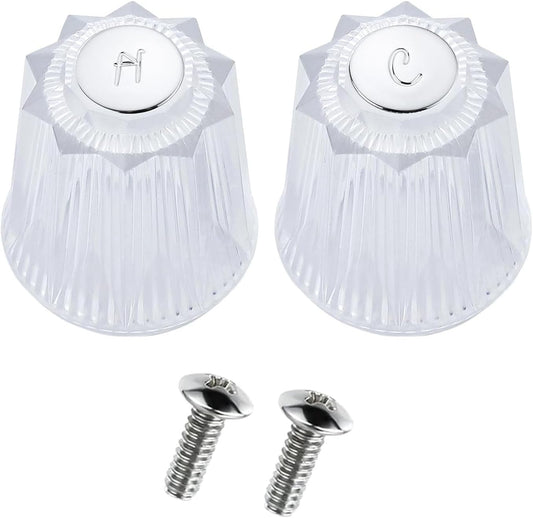Shower Knob Replacement Compatible with Price Pfister Contessa & Windsor Tub and Shower Faucet Shower Knobs, Shower Knobs 2 Piece Replacement for Pfister Shower Handle Replacement (Clear Acrylic)
