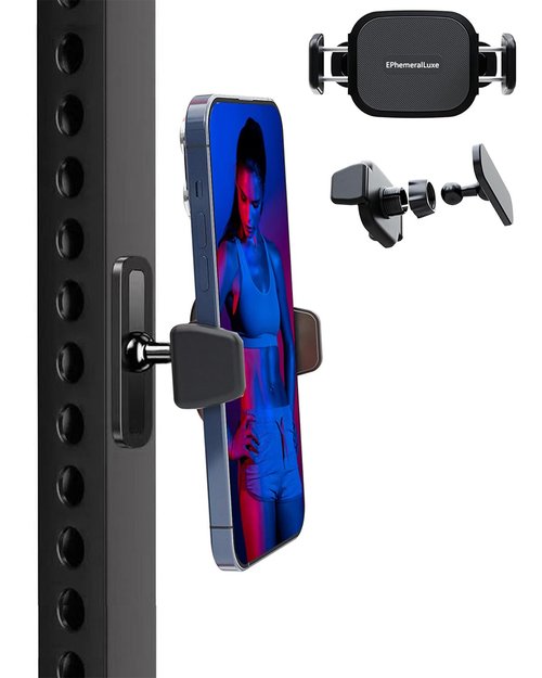 EPhemeralLuxe Gym Magnetic Phone Holder, 360° Adjustable Magnetic Phone Mount for Gym Attach to Metal Surface, Fitness Equipment Accessories for HIIT Timers Home Gym and Golf Cart