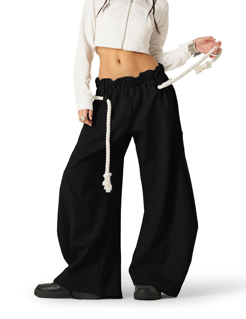 Aelfric Eden Super Baggy Barrel Sweatpants Wide Leg Pants for Women Men Casual Elastic Waist Unisex Lantern Trouser Pants Black XL