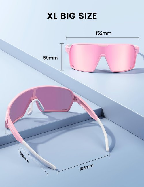 Lamicall Polarized Sports Sunglasses for Men Women, [29g Ultralight] UV400 Protection Sun Glasses for Cycling Running Baseball Fishing Golf Beach Volleyball, Full Frame, Pink