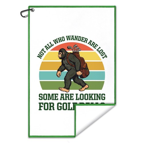 Juoqg Not All Who Wander are Lost Golf Towel, Fun Sasquatch Golf Bag Towel with Clip, Golfing Accessories for Women Men, Birthday Retirement Gifts for Golfer Sports Fan, Golfing Gifts for Grandpa Dad
