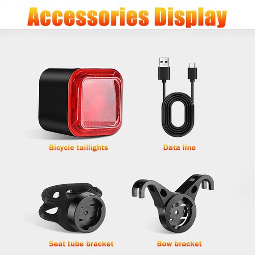 【2025 Upgraded Version】 Smart Bike Tail Light with Digital Battery Display, 6 Modes Auto Bike Brake Rear Light, Auto Sleep & Motion Activation, IPX6 Waterproof,USB-C Rechargeable LED Warning Light