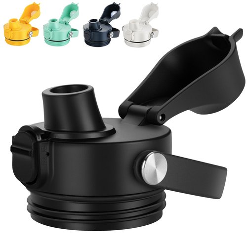 EIPOSAU Spout Lid for YETI Rambler Bottle, BPA Free, Ideal Chug Cap for YETI, Fits 18 26 36 64 oz Bottles, Replacement Lids with Push Button & Lock, Black