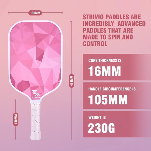 Strivio Pickleball Paddles Set of 2, Light Weight T700 Carbon Graphite Pickleball Paddles with 4 Balls and 1 Table Tennis Bag for Beginners & Pros