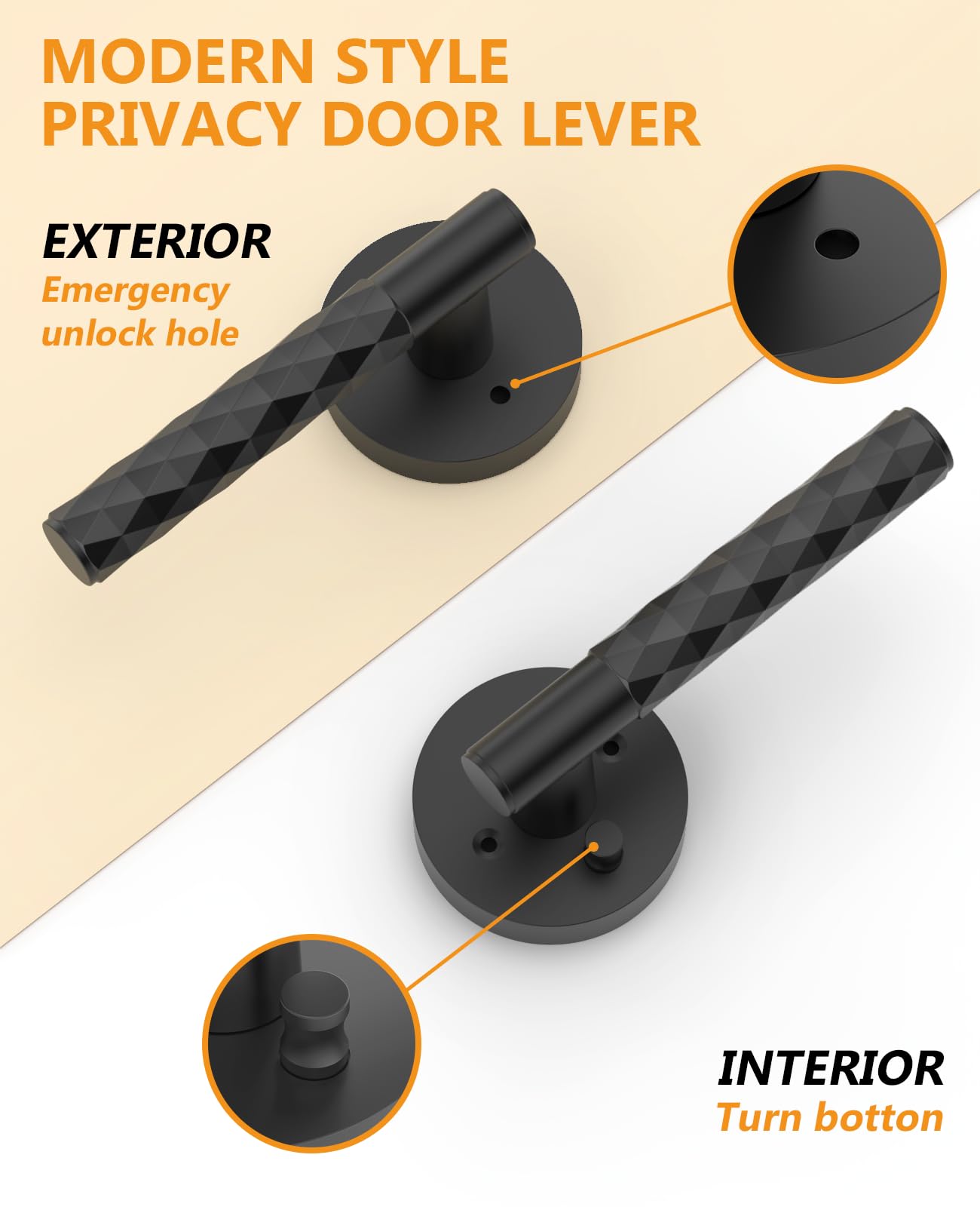 Asidrama 4 Pack Black Privacy Door Knob or Lever with Lock, Heavy Duty Reversible Interior Door Handles for Bedroom Bathroom, Left Right Sided Doors