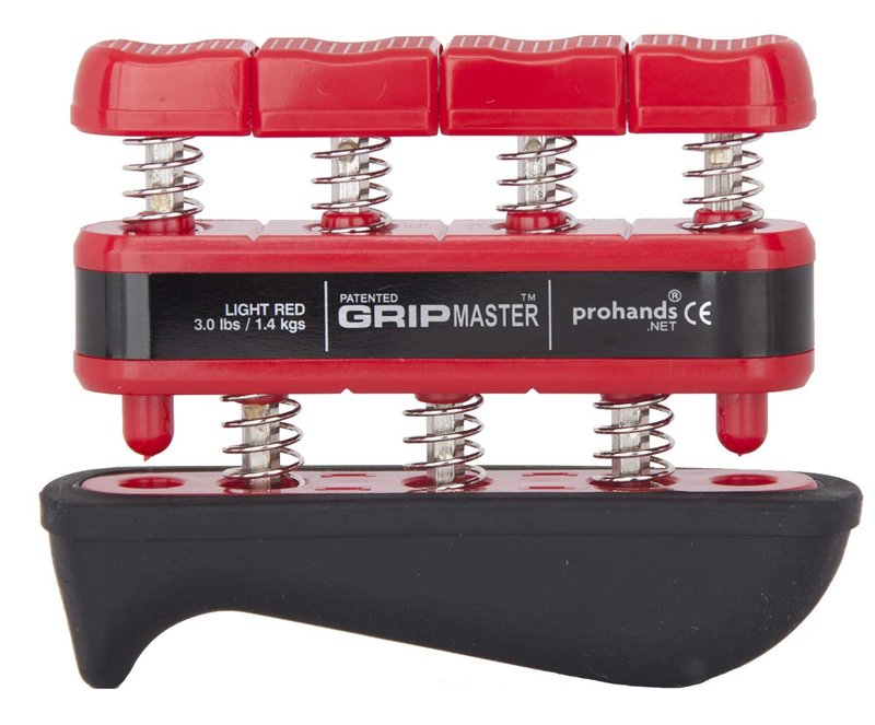 Prohands Gripmaster Rehab Hand Exerciser, Finger Exerciser (Hand Grip Strengthener), Spring-Loaded, Finger-Piston System, Added Palm Cushion, (3 lb Light Tension, Red-Gripmaster Rehab)