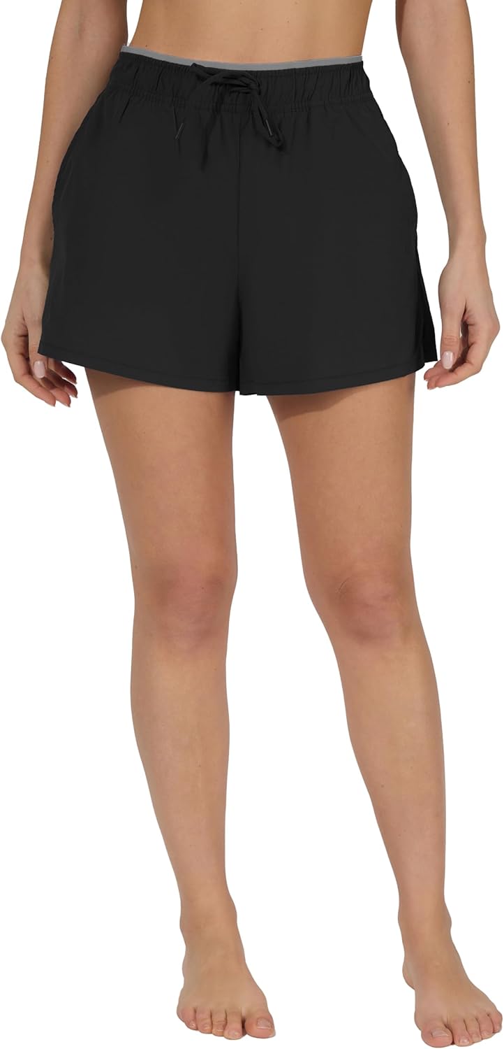 Yogalicious Running Shorts - Lightweight 2-in-1 Design with Drawstring & Pockets for Women - 3" Length