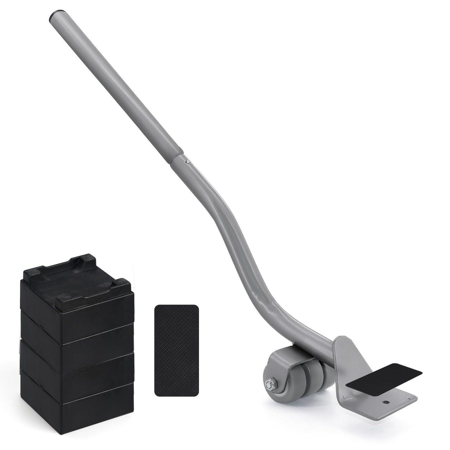 Furniture Lifter Tool, Appliance Furniture Metal Lifters for Heavy Furniture Movers Sliders Wheels Easily Safe to Move Sofa Refrigerator Washing Machine (1 Lifter Tool 4 Raise Blocks) Grey