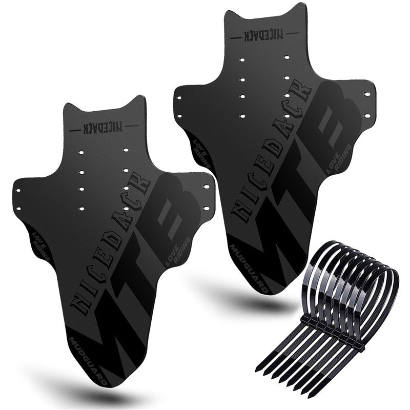 NICEDACK Mudguards Mountain Bike, 2 Pieces Mudguards Fit 20-29 Inch MTB Mudguard Front and Rear Compatible Bicycle Splash Guard (Black)