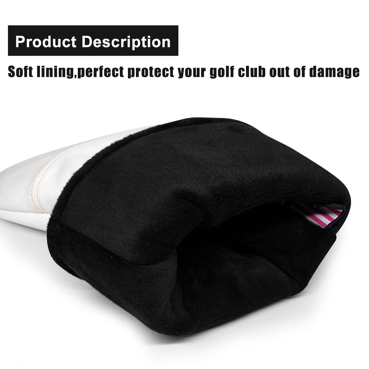 Golf Headcovers Elegant Embroidery Premium Leather Golf Club Head Covers Birdie Driver Cover Fairway Wood Cover Hybrid Headcover Golf Mallet Putter Cover for DF3 Putter Headcover for OZ1
