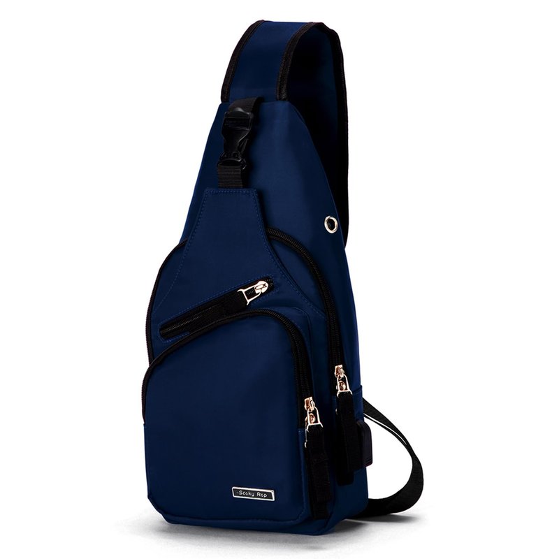 Seoky Rop Men Women Sling Backpack Nylon Water Resistant Shoulder Chest Crossbody Sling Bag with USB Charging Port Black