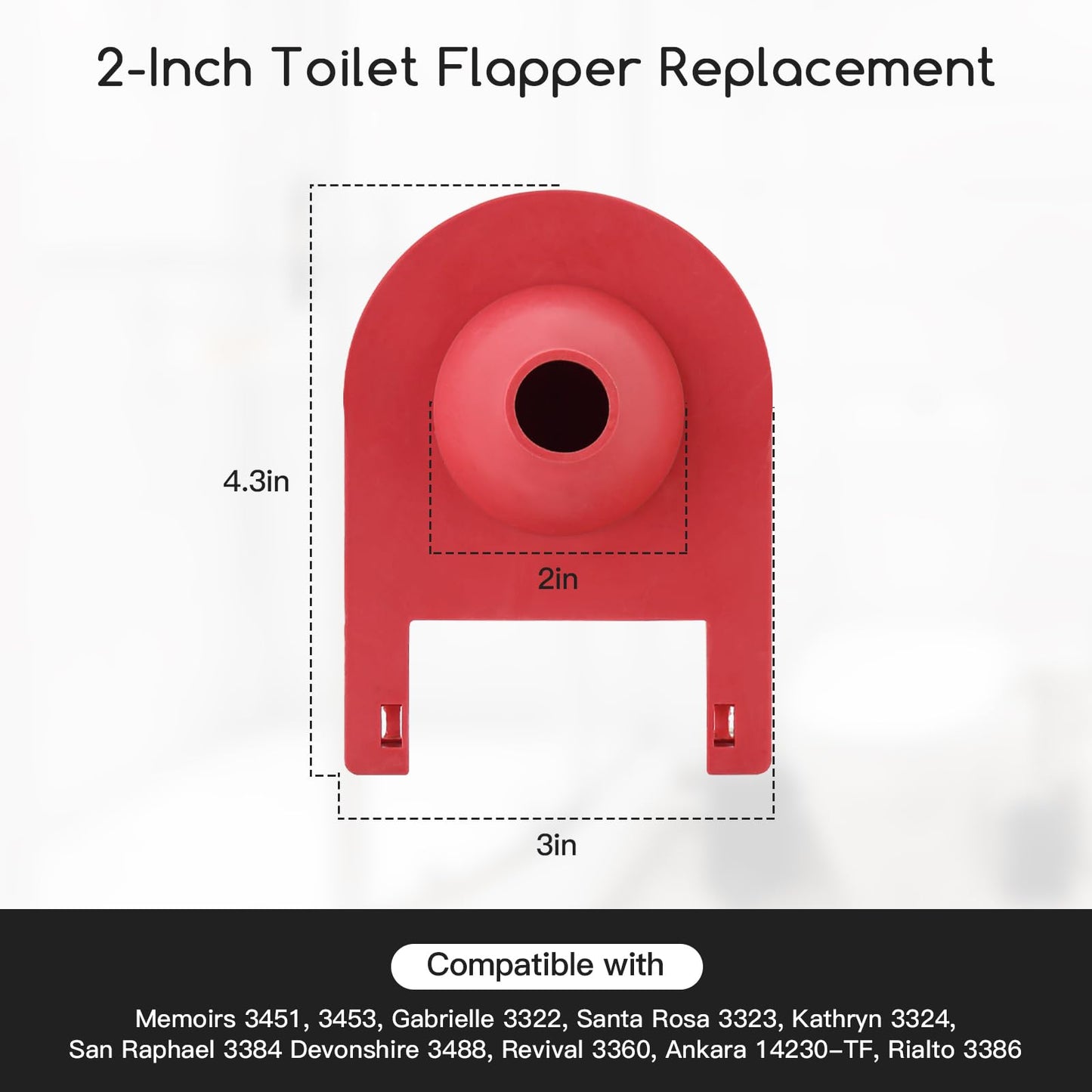 2 inch Toilet Flapper for Kohler GP1078440 Toilet Flapper, Flexible Rubber Toilet Plug Flapper, Toilet Tank Flapper Replacement, Red
