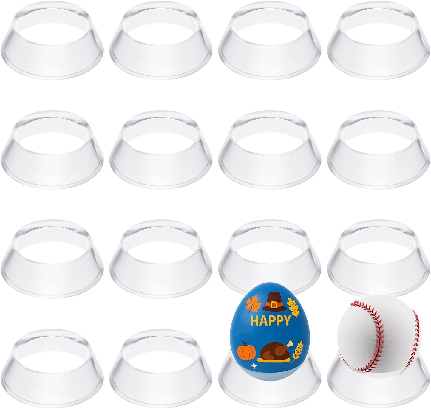 Skiennix Acrylic Baseball Stand - 16 Pcs Clear Ring Display Holder for Sports Balls & Collectibles