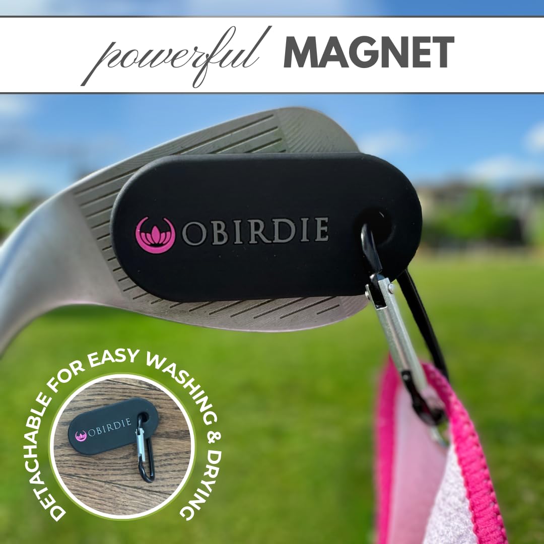 Obirdie Magnetic Golf Towel | 18"x18" Waffle Microfiber | Women's Golf Accessory | Detachable Clip | Quick-Dry, Ultra-Absorbent | Blue Orange Argyle