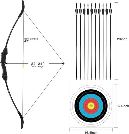 LWANO Bow and Arrow Set for Kids - Beginner Archery Gift with 10 Arrows & 5 Target Faces | Perfect for All Ages