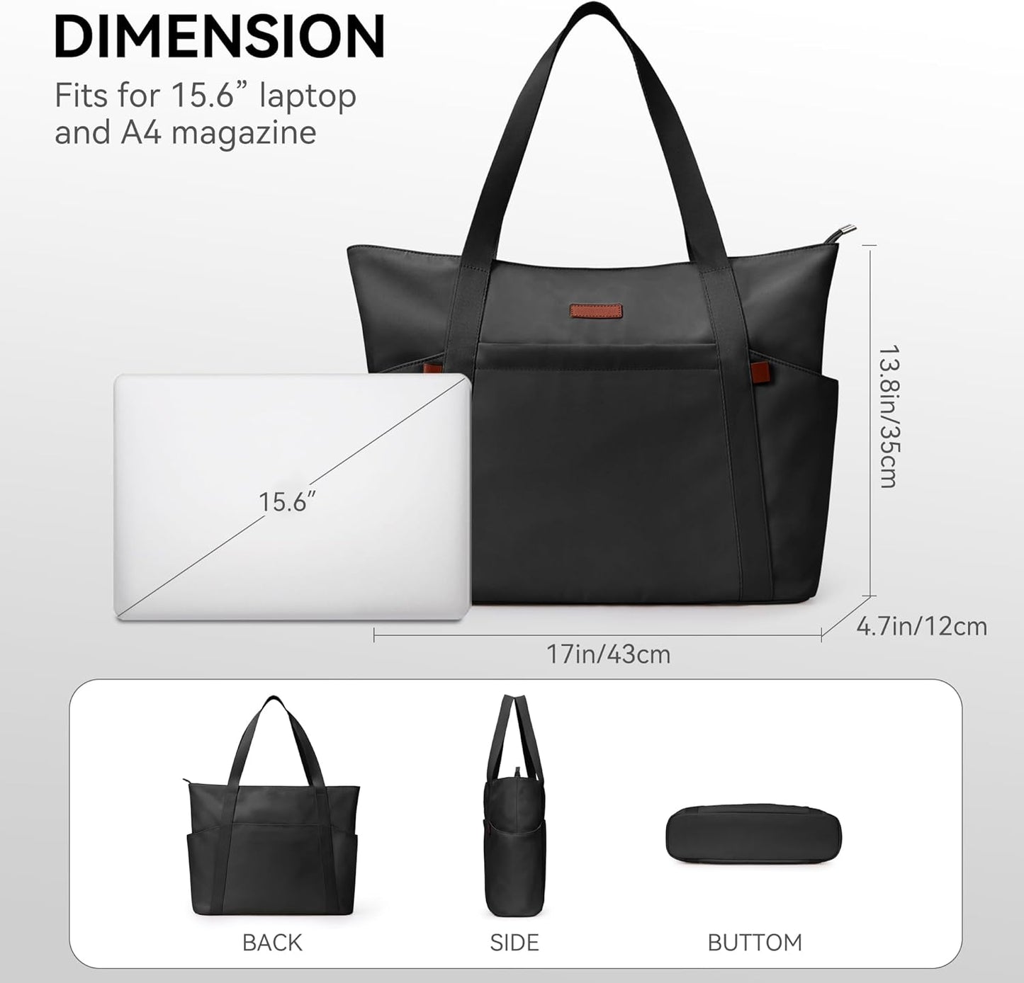 Skiennix Tote Bag - Waterproof Hobo Handbag with Zipper | Large Capacity Multi-Pocket Design for Travel & Gym