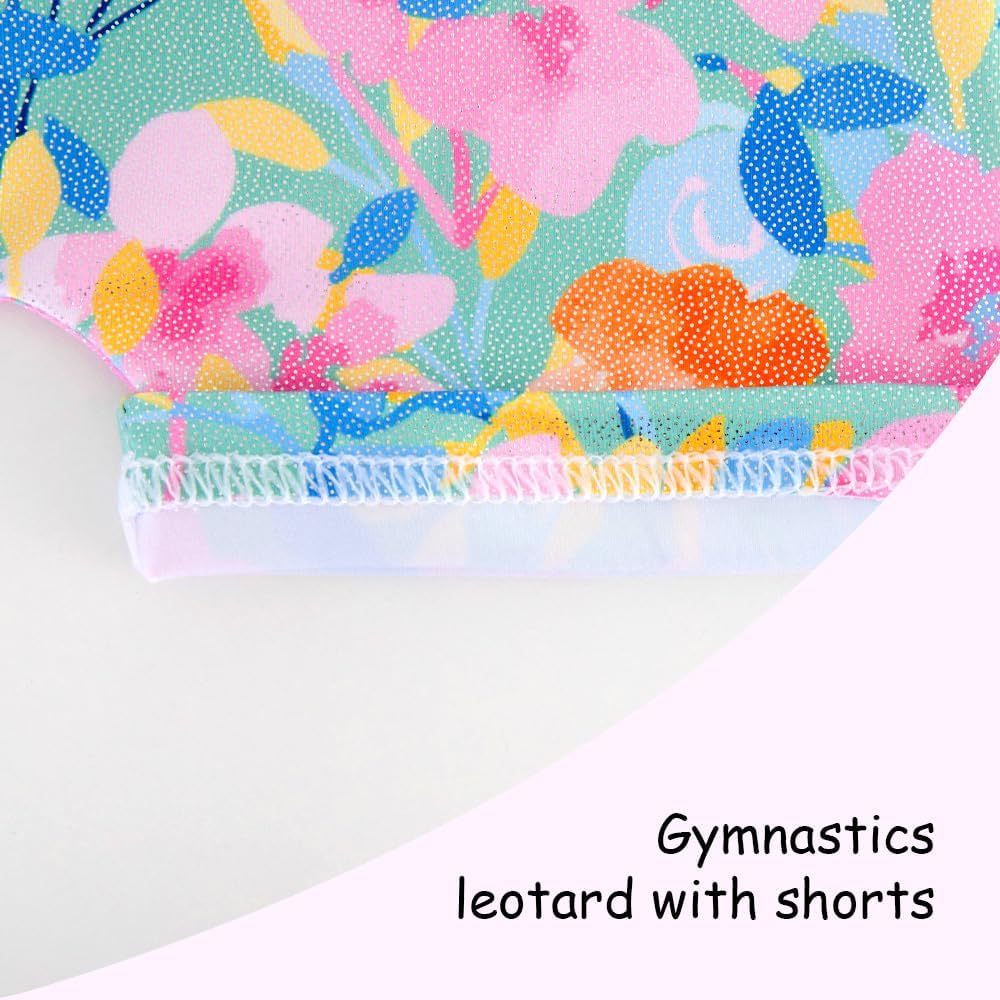Skiennix Leotards for Girls - Shiny Mermaid Unicorn Design | Toddler Gymnastics & Dance Wear in Blue & Hot Pink