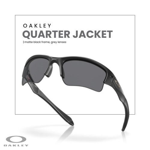Oakley Quarter Jacket OO9200 920006 61M Matte Black/Grey Sunglasses for Juniors+Bundle Accessory Leash Kit