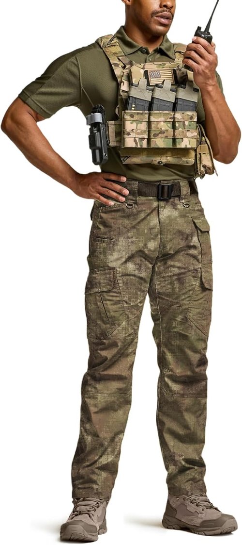 CQR Men's Tactical Pants - Lightweight Water-Resistant Ripstop Cargo for Work & Hiking