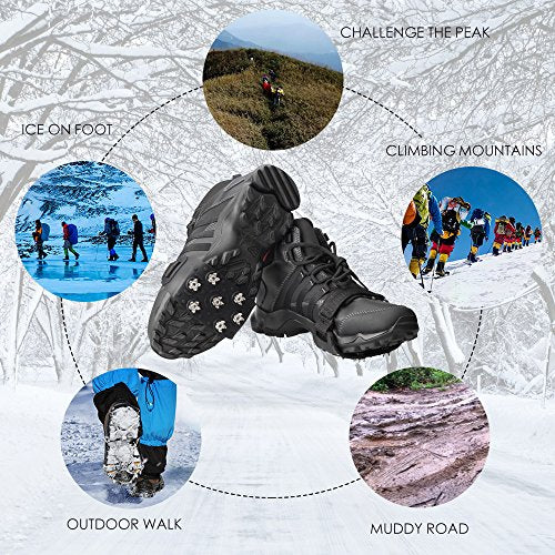 7-Point Traction Cleats for Shoes - Adjustable Anti-Skid Grips - Black