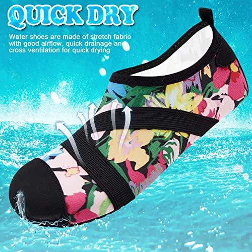 Quick Dry Aqua Shoes for Women & Men - Colorful Flowers