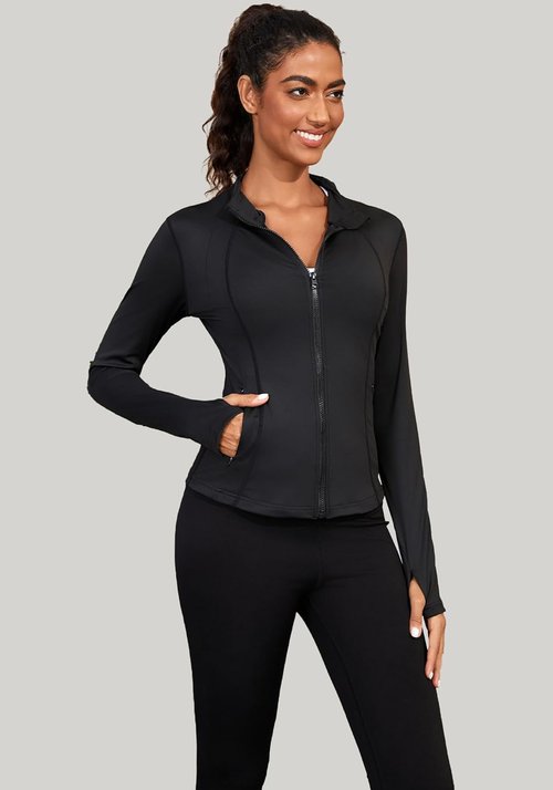 Bosmeer Workout Jackets for Women - Lightweight Zip-Up Slim Fit Yoga & Running Jacket | Stretchy, Cropped Design