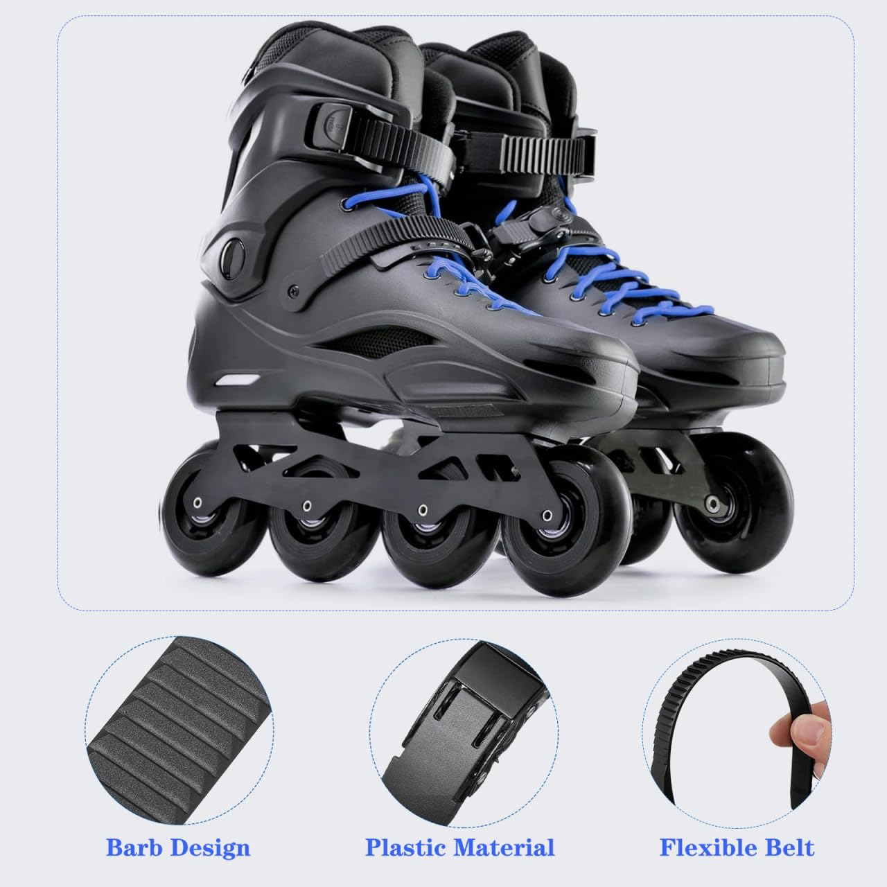 LIOOBO 2 Set Inline Skate Straps Replacement Parts: Adjustable Roller Brake Strap Skating Shoes Buckles with Screws Nuts Universal Roller Skate Accessories for Men Women Boys Girls Kids