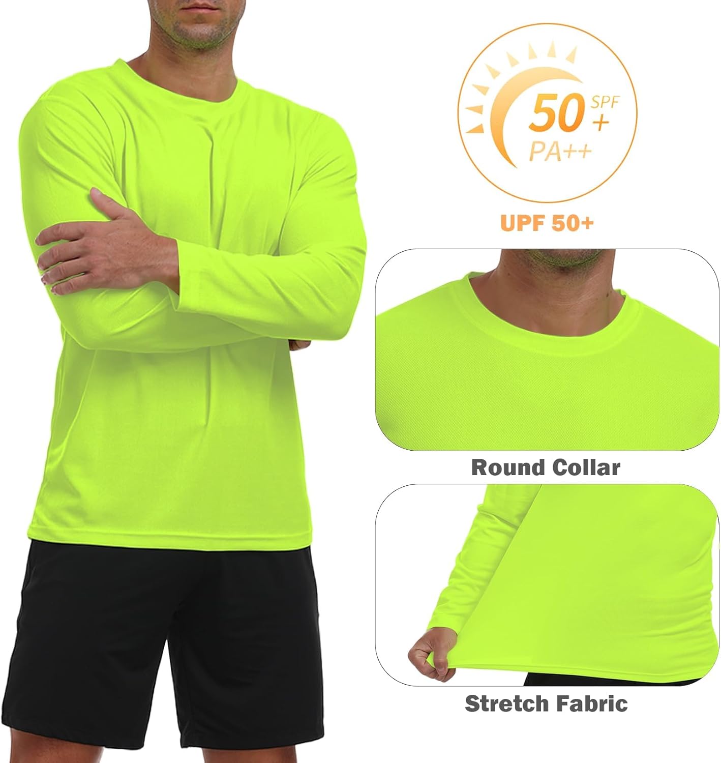 Skiennix Men's Long Sleeve Sun Shirt - Lightweight UV Protection Quick Dry Athletic Tee for Hiking & Fishing